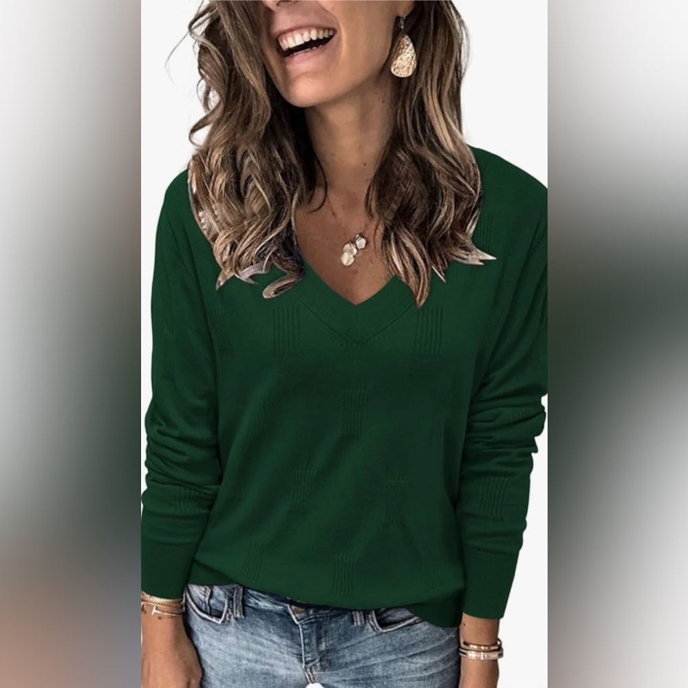 Arach&Cloz Green V-Neck Sweater M